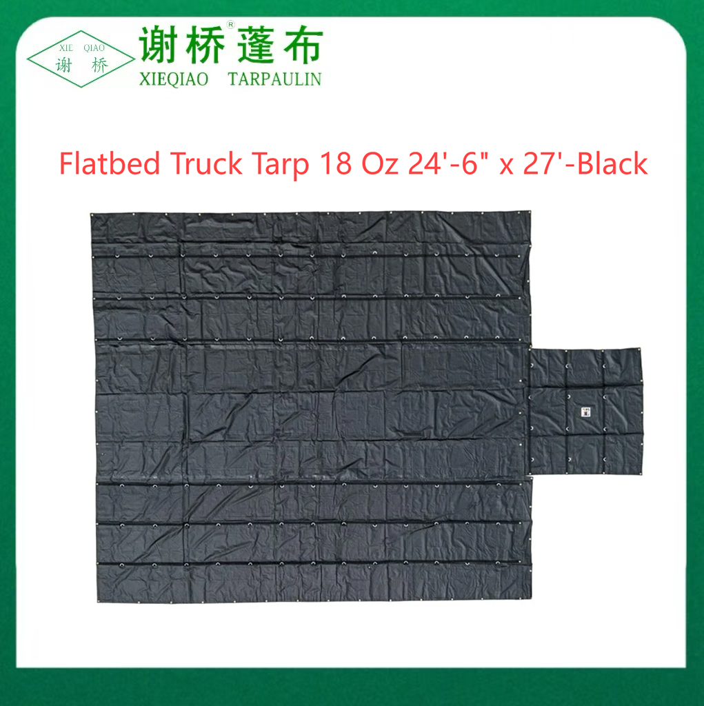 18oz ravna kamiona TARP 24 "-6" "x27" (8 "kap) -BLACK